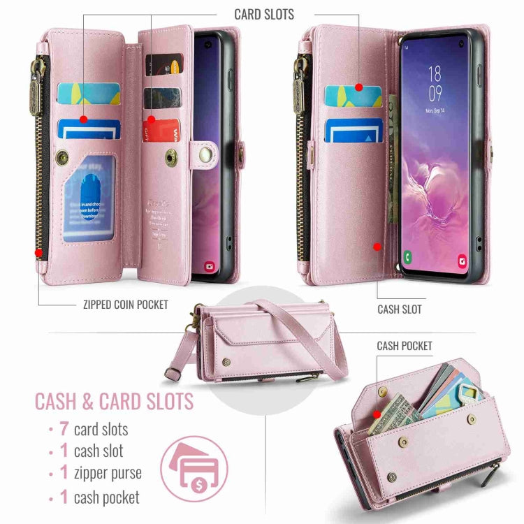 For Samsung Galaxy S10 CaseMe C36 Card Slots Zipper Wallet RFID Anti-theft Leather Phone Case