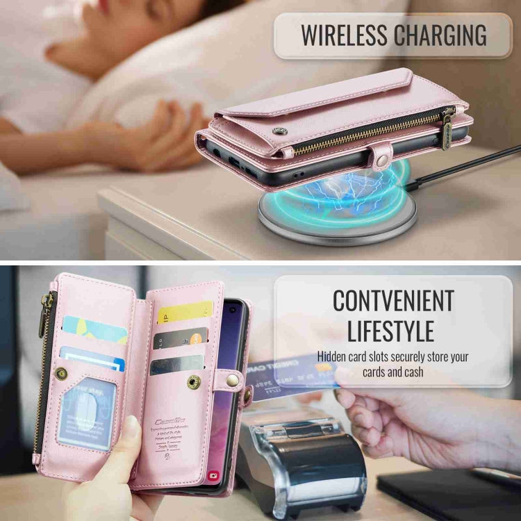 For Samsung Galaxy S10 CaseMe C36 Card Slots Zipper Wallet RFID Anti-theft Leather Phone Case