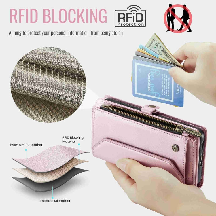 For Samsung Galaxy S10 CaseMe C36 Card Slots Zipper Wallet RFID Anti-theft Leather Phone Case