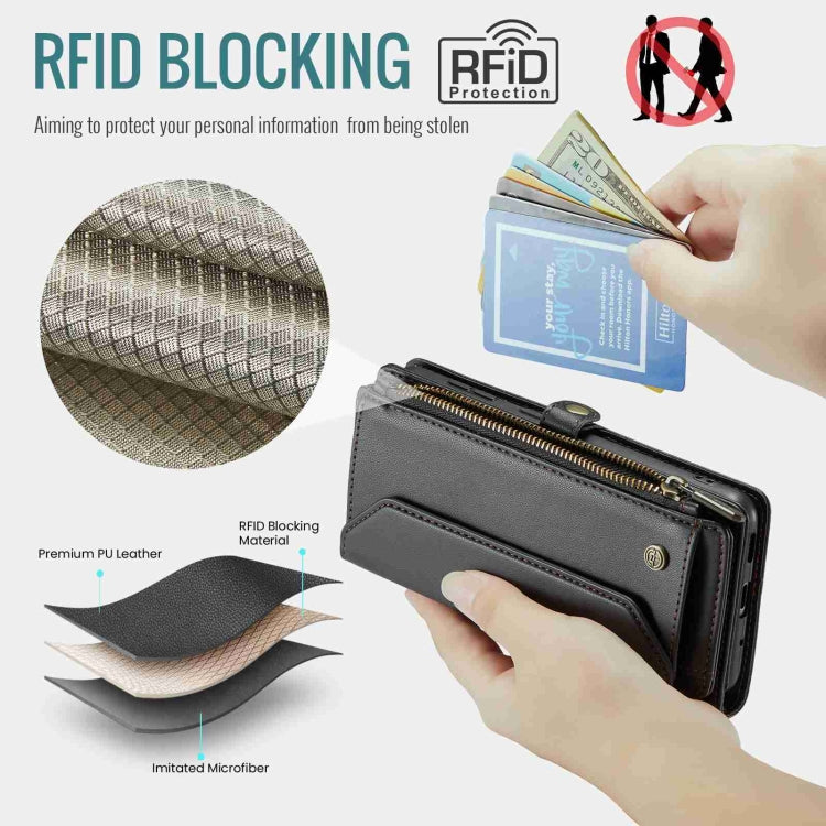 For Samsung Galaxy S20 FE CaseMe C36 Card Slots Zipper Wallet RFID Anti-theft Leather Phone Case