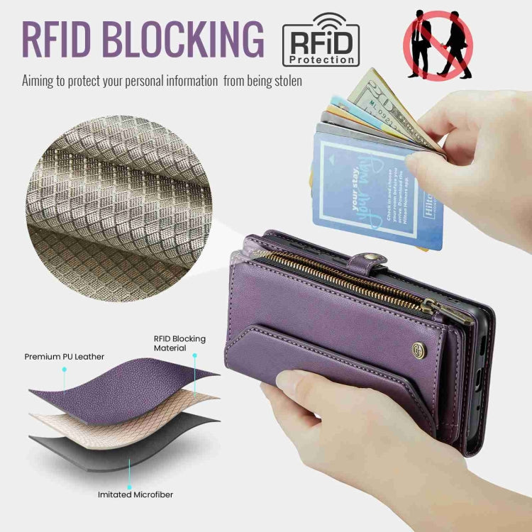For Samsung Galaxy S20 FE CaseMe C36 Card Slots Zipper Wallet RFID Anti-theft Leather Phone Case