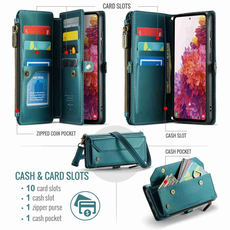 For Samsung Galaxy S20 FE CaseMe C36 Card Slots Zipper Wallet RFID Anti-theft Leather Phone Case