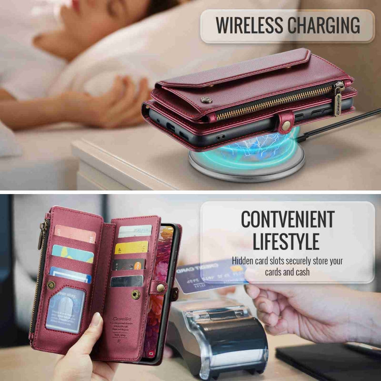 For Samsung Galaxy S20 FE CaseMe C36 Card Slots Zipper Wallet RFID Anti-theft Leather Phone Case