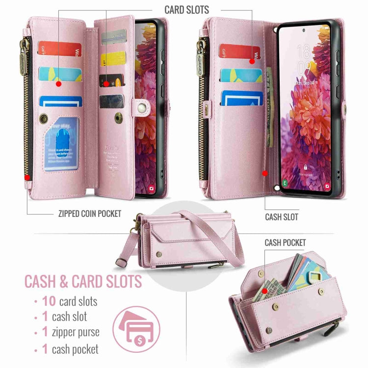 For Samsung Galaxy S20 FE CaseMe C36 Card Slots Zipper Wallet RFID Anti-theft Leather Phone Case
