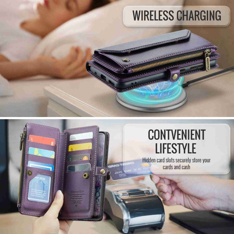 For Samsung Galaxy S20+ CaseMe C36 Card Slots Zipper Wallet RFID Anti-theft Leather Phone Case