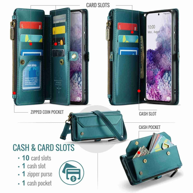 For Samsung Galaxy S20+ CaseMe C36 Card Slots Zipper Wallet RFID Anti-theft Leather Phone Case