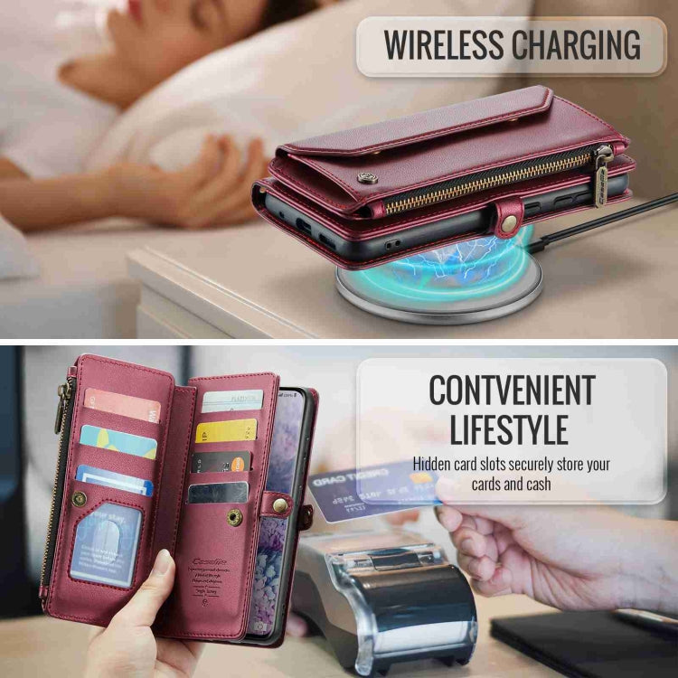 For Samsung Galaxy S20+ CaseMe C36 Card Slots Zipper Wallet RFID Anti-theft Leather Phone Case