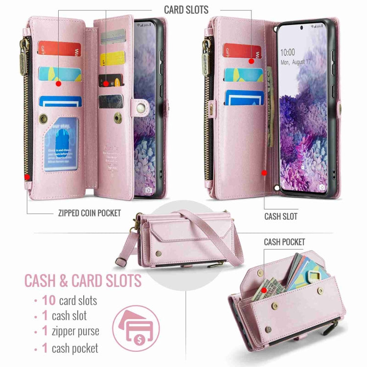 For Samsung Galaxy S20+ CaseMe C36 Card Slots Zipper Wallet RFID Anti-theft Leather Phone Case