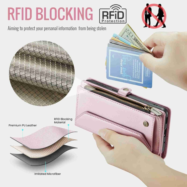 For Samsung Galaxy S20+ CaseMe C36 Card Slots Zipper Wallet RFID Anti-theft Leather Phone Case