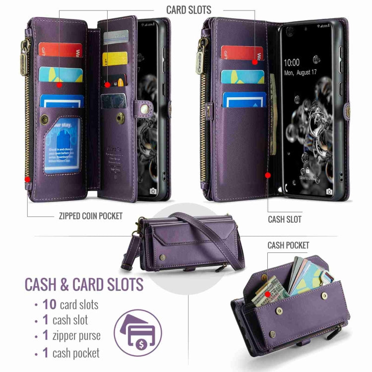 For Samsung Galaxy S20 Ultra CaseMe C36 Card Slots Zipper Wallet RFID Anti-theft Leather Phone Case