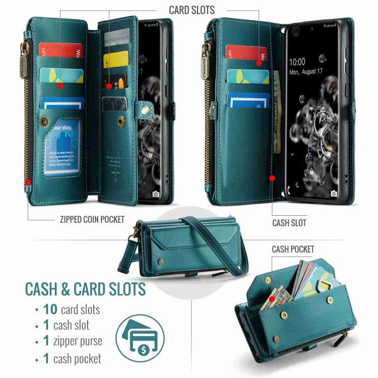For Samsung Galaxy S20 Ultra CaseMe C36 Card Slots Zipper Wallet RFID Anti-theft Leather Phone Case