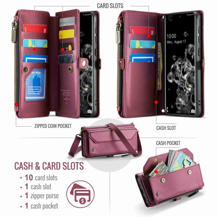 For Samsung Galaxy S20 Ultra CaseMe C36 Card Slots Zipper Wallet RFID Anti-theft Leather Phone Case
