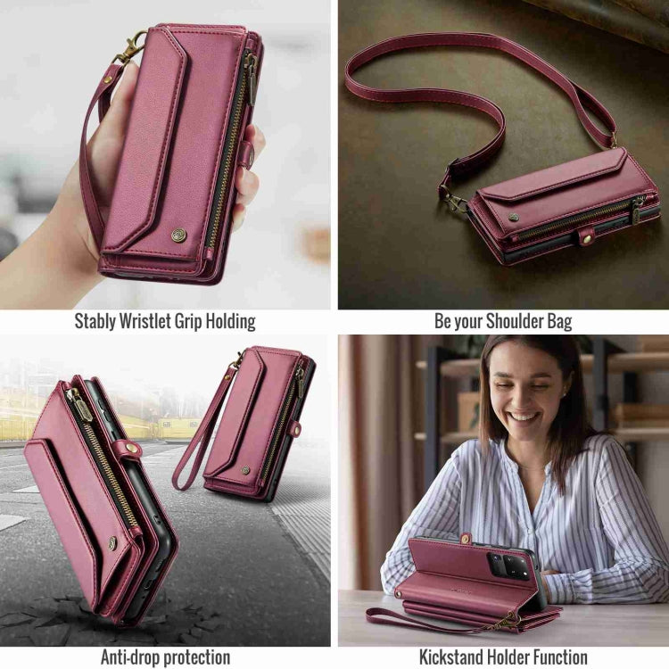 For Samsung Galaxy S20 Ultra CaseMe C36 Card Slots Zipper Wallet RFID Anti-theft Leather Phone Case