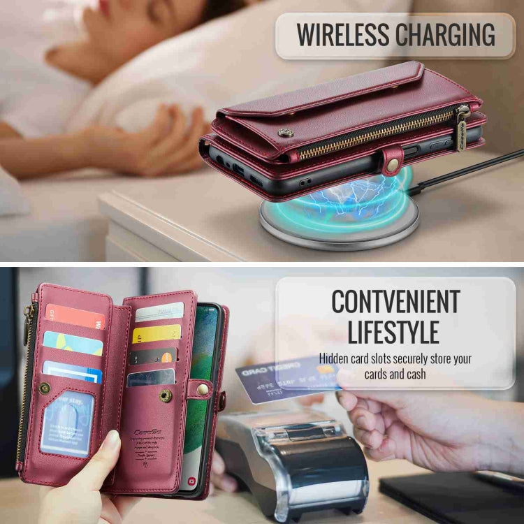 For Samsung Galaxy S21 FE 5G CaseMe C36 Card Slots Zipper Wallet RFID Anti-theft Leather Phone Case