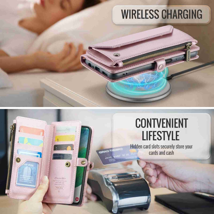 For Samsung Galaxy S21 FE 5G CaseMe C36 Card Slots Zipper Wallet RFID Anti-theft Leather Phone Case