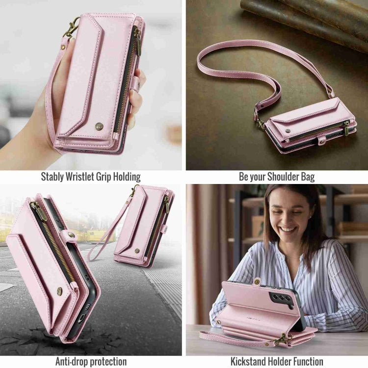 For Samsung Galaxy S21 FE 5G CaseMe C36 Card Slots Zipper Wallet RFID Anti-theft Leather Phone Case