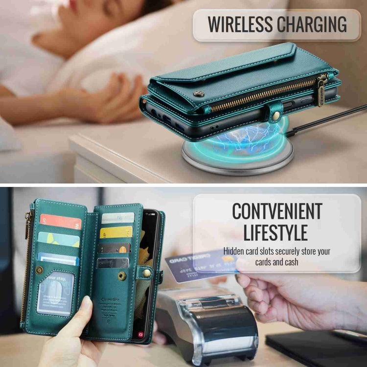 For Samsung Galaxy S21 Ultra 5G CaseMe C36 Card Slots Zipper Wallet RFID Anti-theft Leather Phone Case