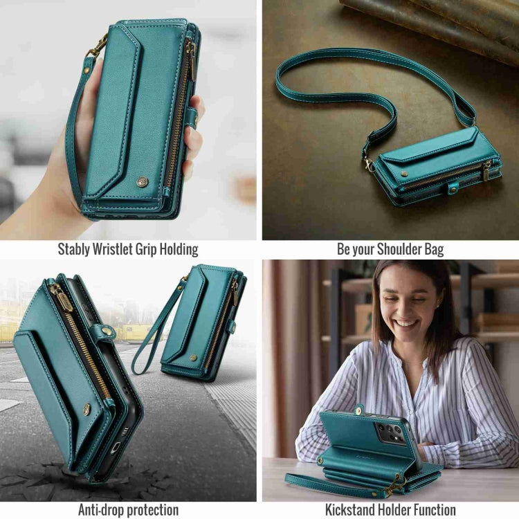 For Samsung Galaxy S21 Ultra 5G CaseMe C36 Card Slots Zipper Wallet RFID Anti-theft Leather Phone Case