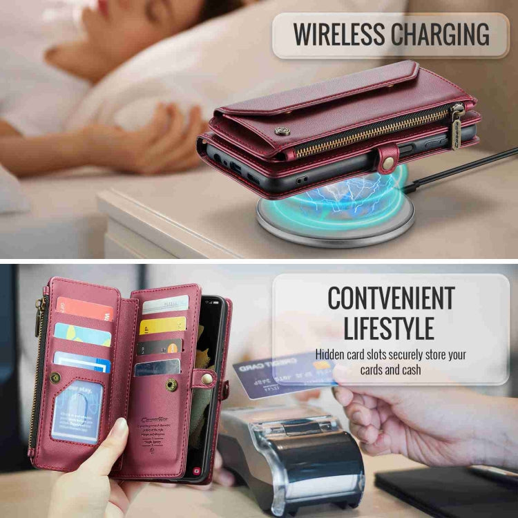 For Samsung Galaxy S21 Ultra 5G CaseMe C36 Card Slots Zipper Wallet RFID Anti-theft Leather Phone Case