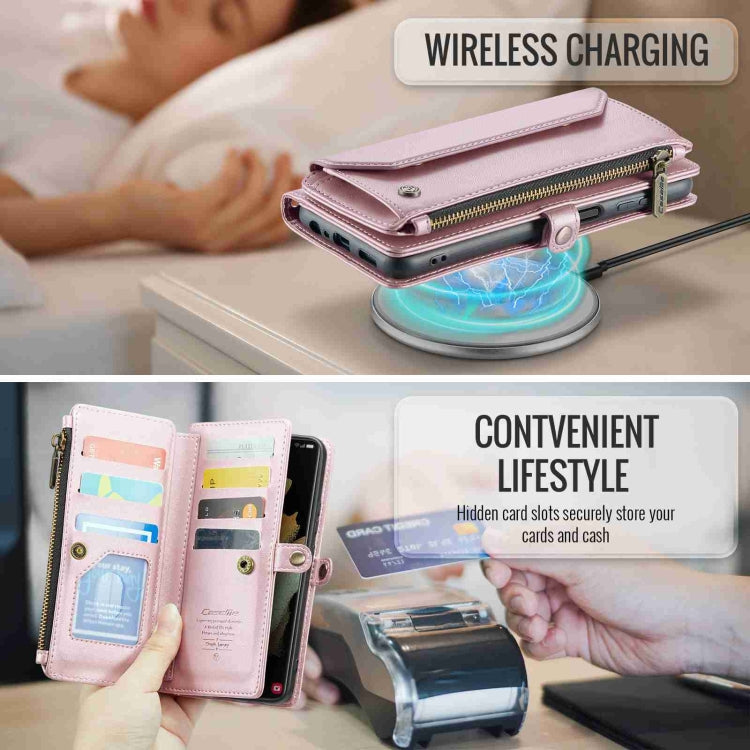 For Samsung Galaxy S21 Ultra 5G CaseMe C36 Card Slots Zipper Wallet RFID Anti-theft Leather Phone Case