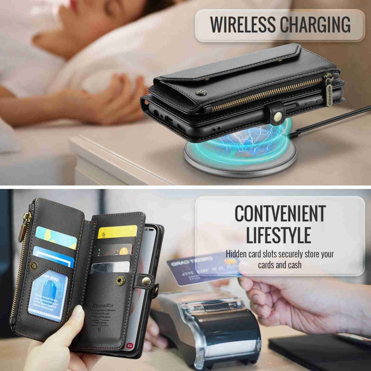 For Samsung Galaxy S21 5G CaseMe C36 Card Slots Zipper Wallet RFID Anti-theft Leather Phone Case