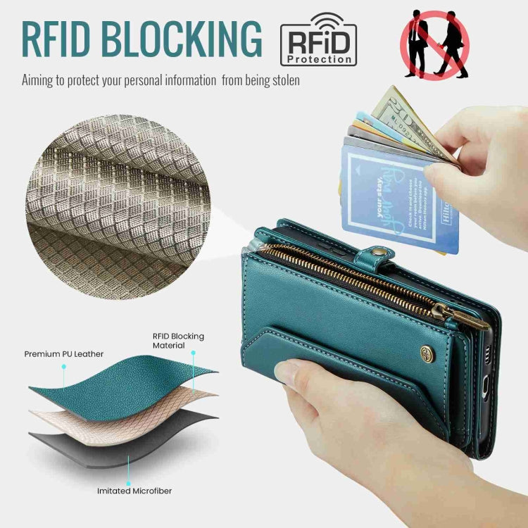 For Samsung Galaxy S21 5G CaseMe C36 Card Slots Zipper Wallet RFID Anti-theft Leather Phone Case