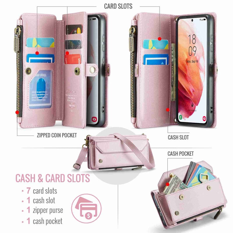 For Samsung Galaxy S21 5G CaseMe C36 Card Slots Zipper Wallet RFID Anti-theft Leather Phone Case