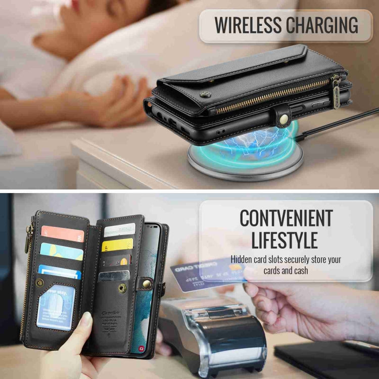 For Samsung Galaxy S22+ 5G CaseMe C36 Card Slots Zipper Wallet RFID Anti-theft Leather Phone Case