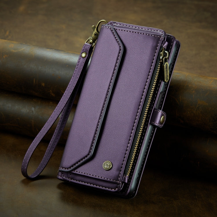 For Samsung Galaxy S22+ 5G CaseMe C36 Card Slots Zipper Wallet RFID Anti-theft Leather Phone Case