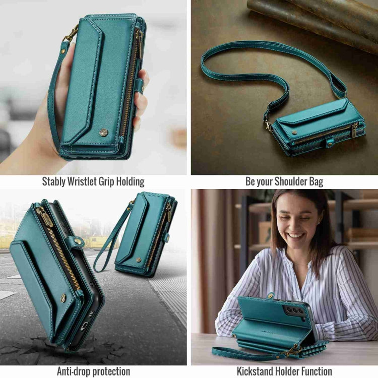 For Samsung Galaxy S22+ 5G CaseMe C36 Card Slots Zipper Wallet RFID Anti-theft Leather Phone Case