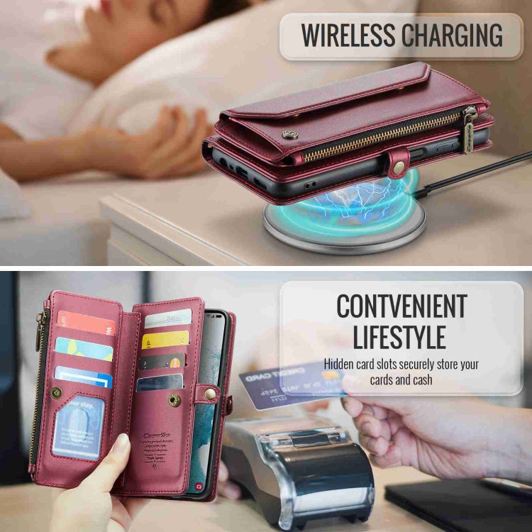 For Samsung Galaxy S22+ 5G CaseMe C36 Card Slots Zipper Wallet RFID Anti-theft Leather Phone Case
