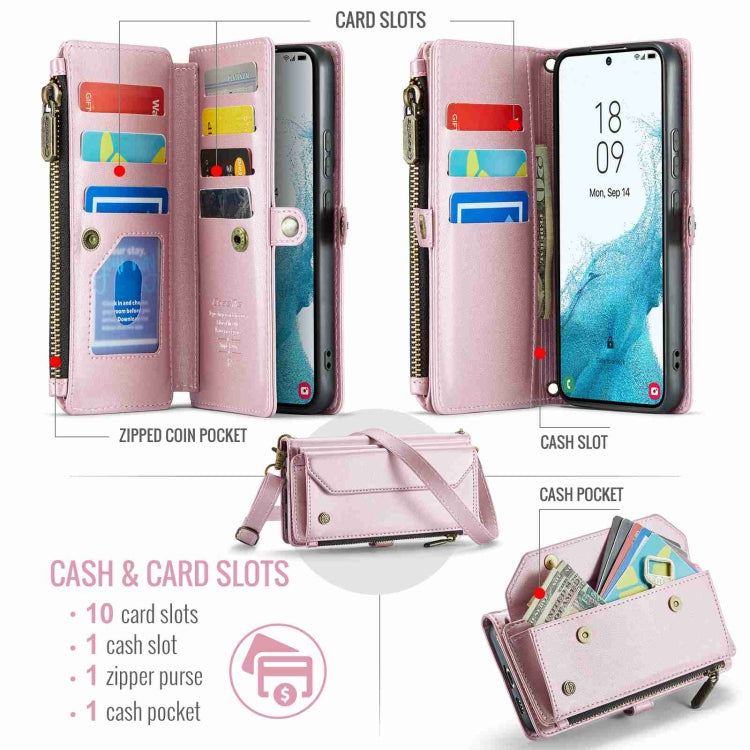 For Samsung Galaxy S22+ 5G CaseMe C36 Card Slots Zipper Wallet RFID Anti-theft Leather Phone Case