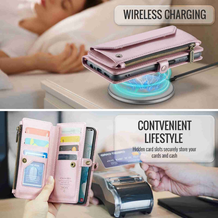 For Samsung Galaxy S22+ 5G CaseMe C36 Card Slots Zipper Wallet RFID Anti-theft Leather Phone Case