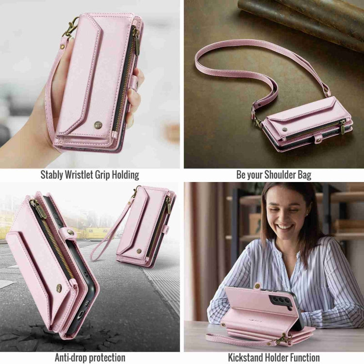For Samsung Galaxy S22+ 5G CaseMe C36 Card Slots Zipper Wallet RFID Anti-theft Leather Phone Case