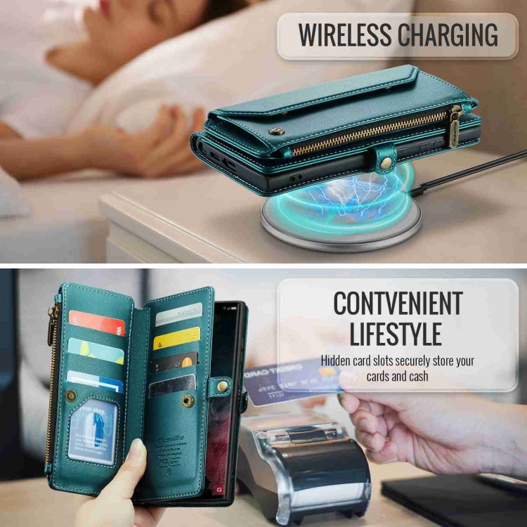 For Samsung Galaxy S22 Ultra 5G CaseMe C36 Card Slots Zipper Wallet RFID Anti-theft Leather Phone Case