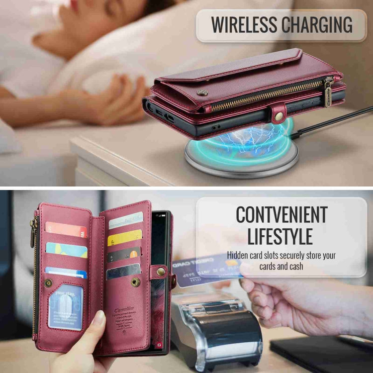 For Samsung Galaxy S22 Ultra 5G CaseMe C36 Card Slots Zipper Wallet RFID Anti-theft Leather Phone Case