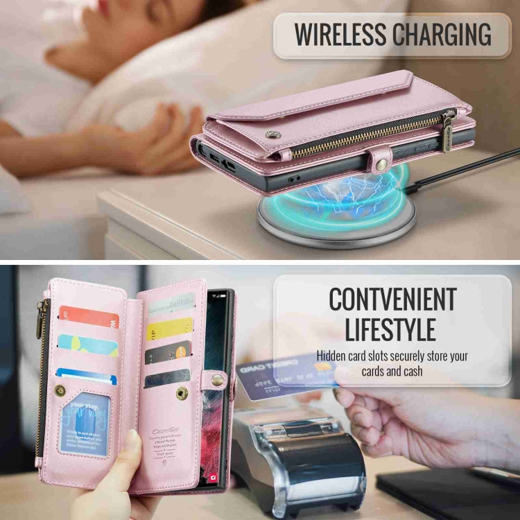 For Samsung Galaxy S22 Ultra 5G CaseMe C36 Card Slots Zipper Wallet RFID Anti-theft Leather Phone Case