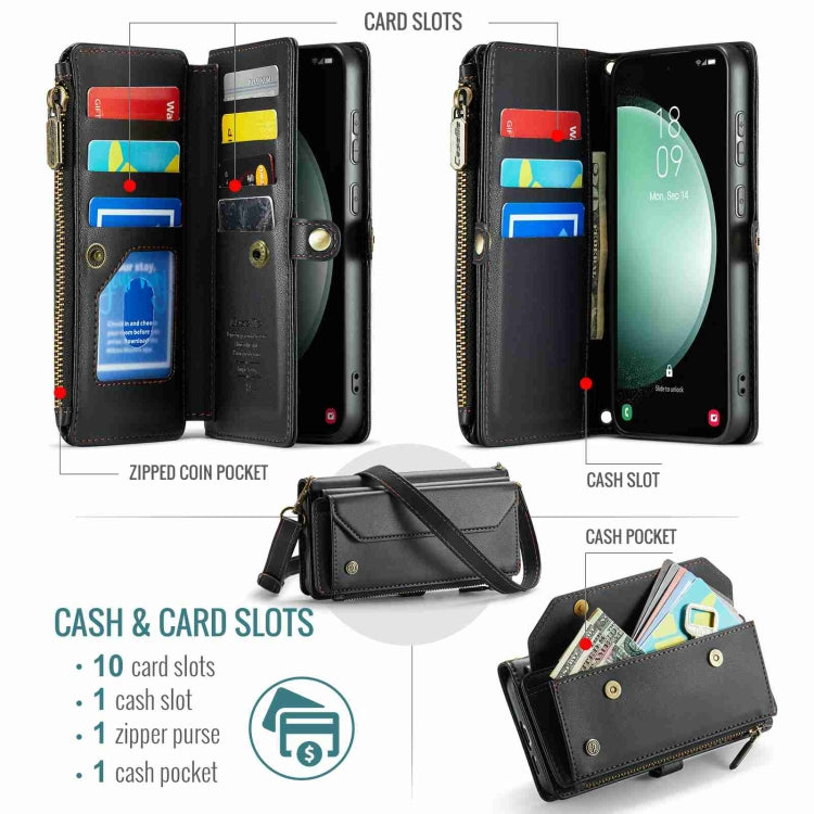 For Samsung Galaxy S23 FE 5G CaseMe C36 Card Slots Zipper Wallet RFID Anti-theft Leather Phone Case