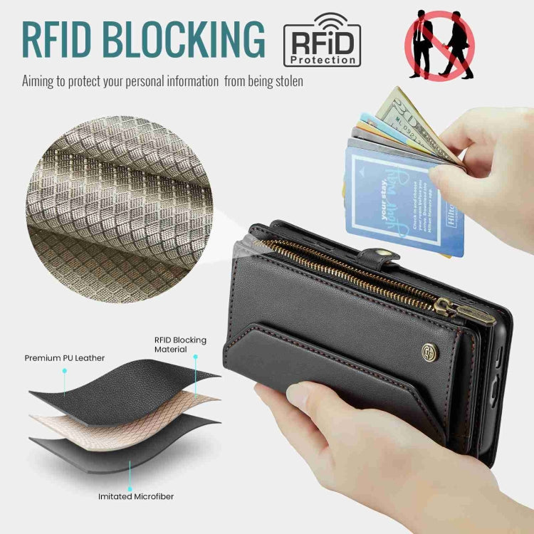 For Samsung Galaxy S23 FE 5G CaseMe C36 Card Slots Zipper Wallet RFID Anti-theft Leather Phone Case