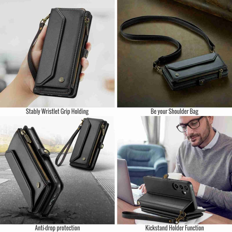 For Samsung Galaxy S23 FE 5G CaseMe C36 Card Slots Zipper Wallet RFID Anti-theft Leather Phone Case