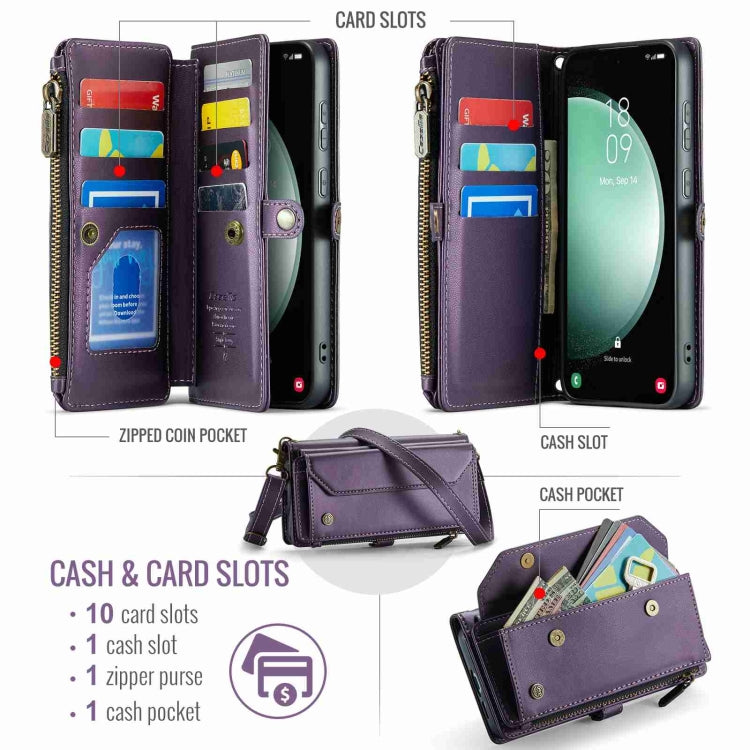 For Samsung Galaxy S23 FE 5G CaseMe C36 Card Slots Zipper Wallet RFID Anti-theft Leather Phone Case