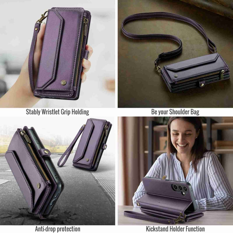 For Samsung Galaxy S23 FE 5G CaseMe C36 Card Slots Zipper Wallet RFID Anti-theft Leather Phone Case