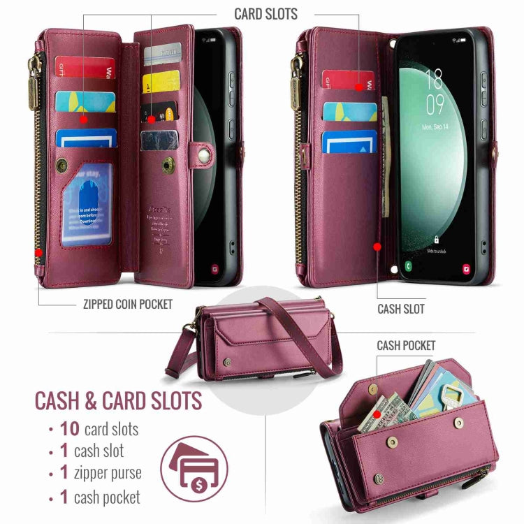 For Samsung Galaxy S23 FE 5G CaseMe C36 Card Slots Zipper Wallet RFID Anti-theft Leather Phone Case