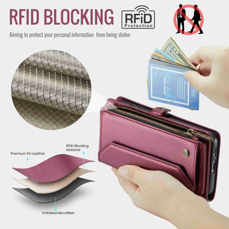 For Samsung Galaxy S23 FE 5G CaseMe C36 Card Slots Zipper Wallet RFID Anti-theft Leather Phone Case