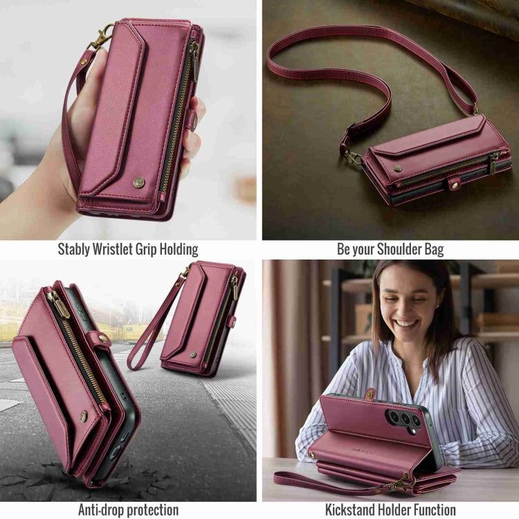 For Samsung Galaxy S23 FE 5G CaseMe C36 Card Slots Zipper Wallet RFID Anti-theft Leather Phone Case