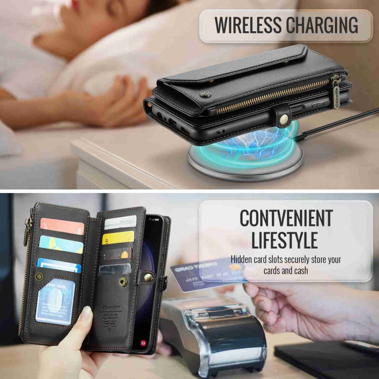 For Samsung Galaxy S23+ 5G CaseMe C36 Card Slots Zipper Wallet RFID Anti-theft Leather Phone Case