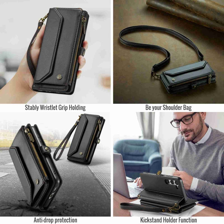 For Samsung Galaxy S23+ 5G CaseMe C36 Card Slots Zipper Wallet RFID Anti-theft Leather Phone Case