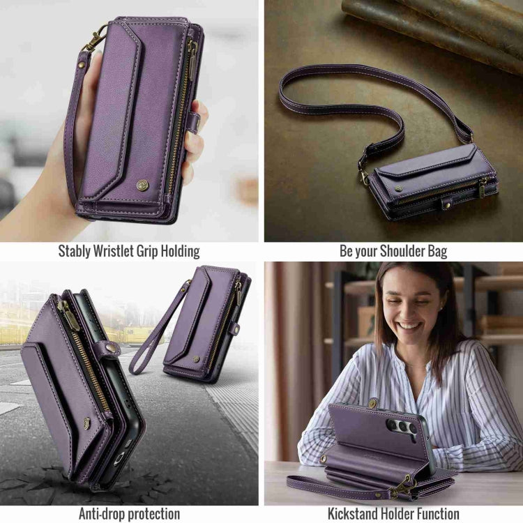 For Samsung Galaxy S23+ 5G CaseMe C36 Card Slots Zipper Wallet RFID Anti-theft Leather Phone Case