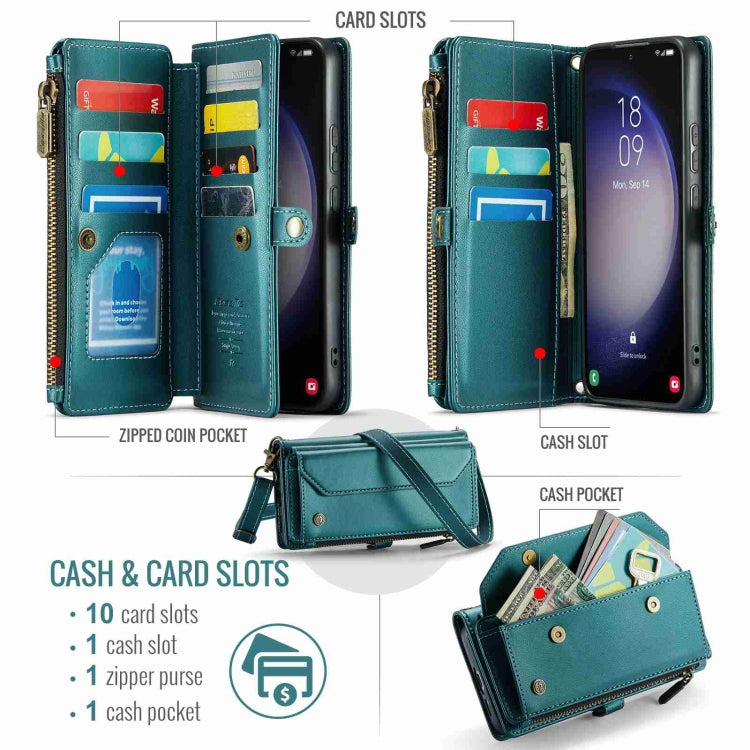 For Samsung Galaxy S23+ 5G CaseMe C36 Card Slots Zipper Wallet RFID Anti-theft Leather Phone Case