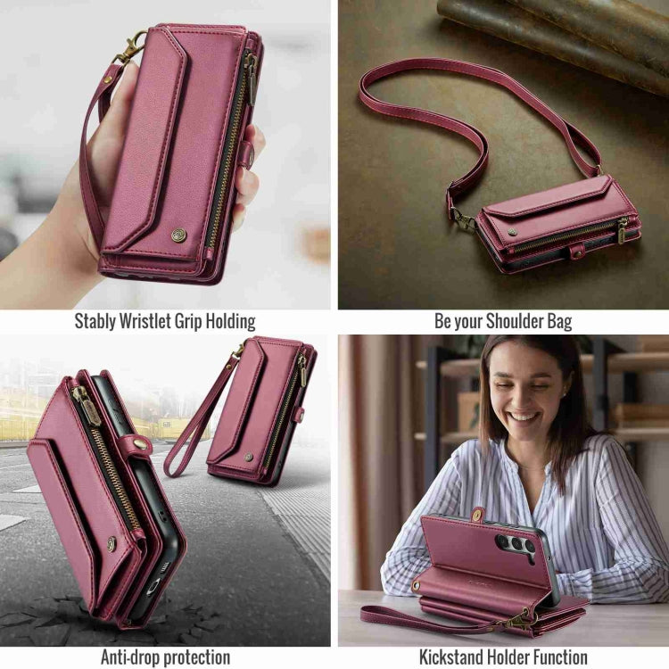 For Samsung Galaxy S23+ 5G CaseMe C36 Card Slots Zipper Wallet RFID Anti-theft Leather Phone Case